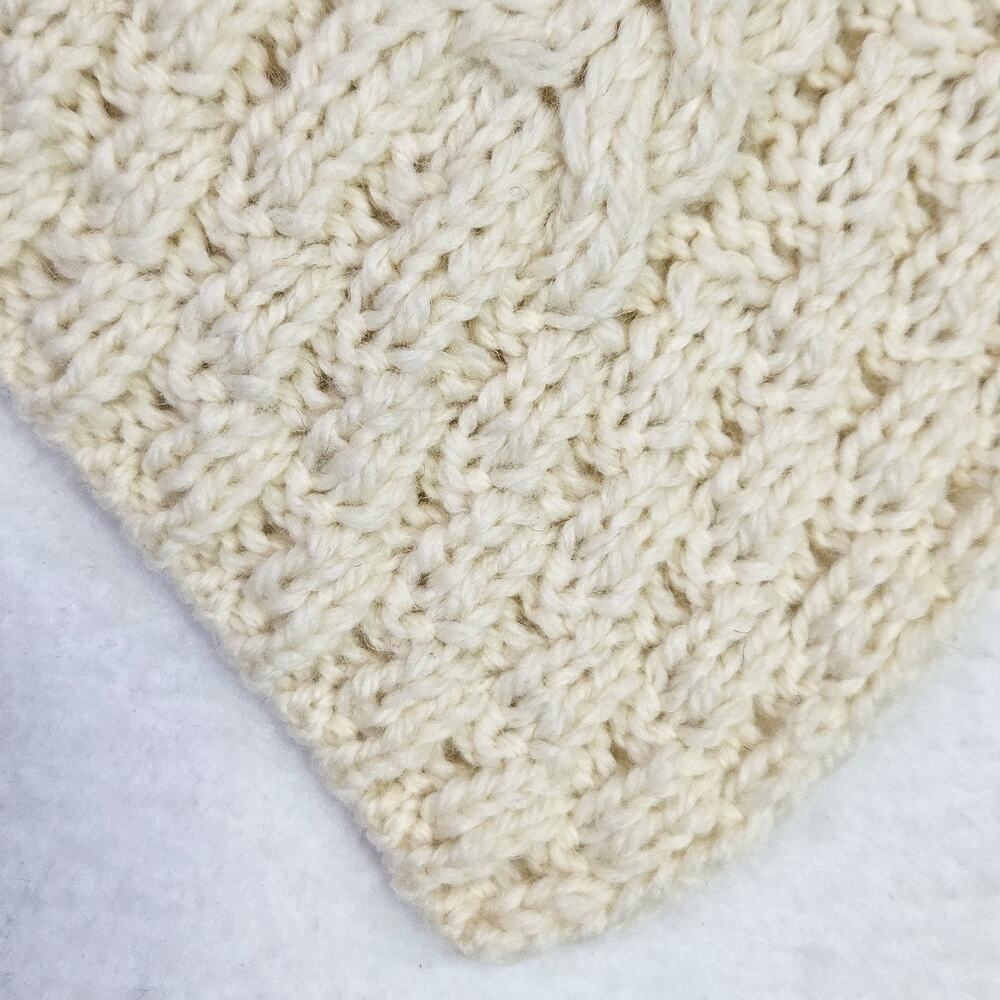 Aran Sweater 100% Merino Wool Girls S Shawl Poncho Cream Cable Knit Ireland Knit - Picture 7 of 12